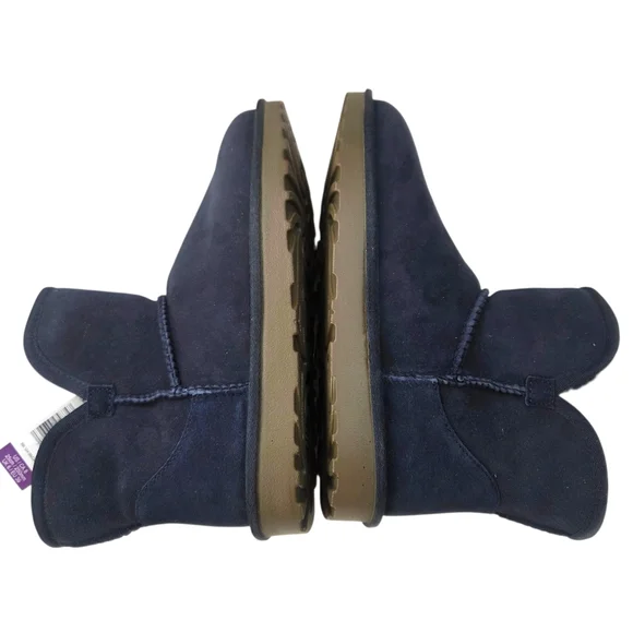 Kirkland Shearling Suede Leather Boots NEW Womens 8 Blue Short Winter Cozy - Picture 4 of 13